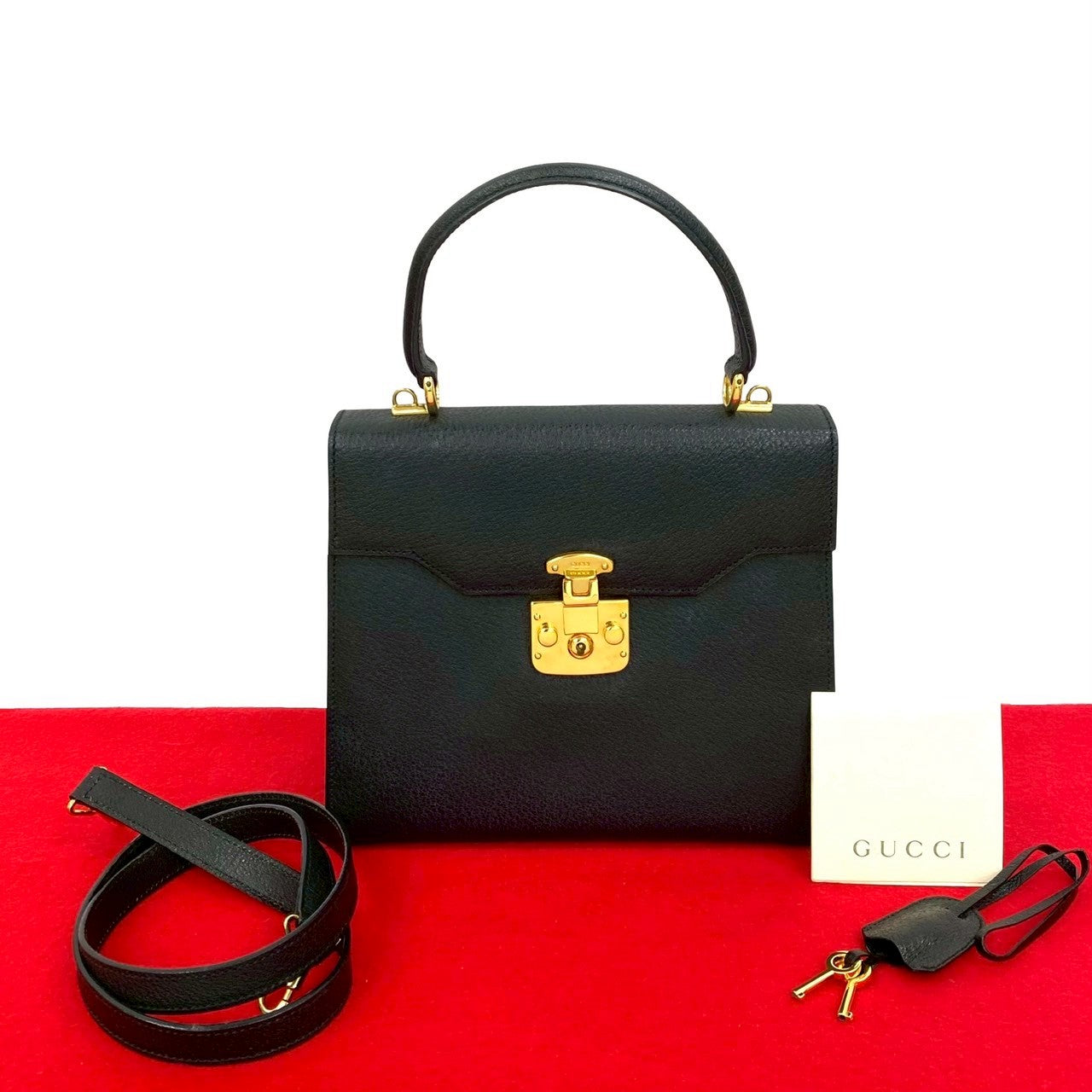 Gucci Lady Lock 2Way Handbag Leather Travel Bag