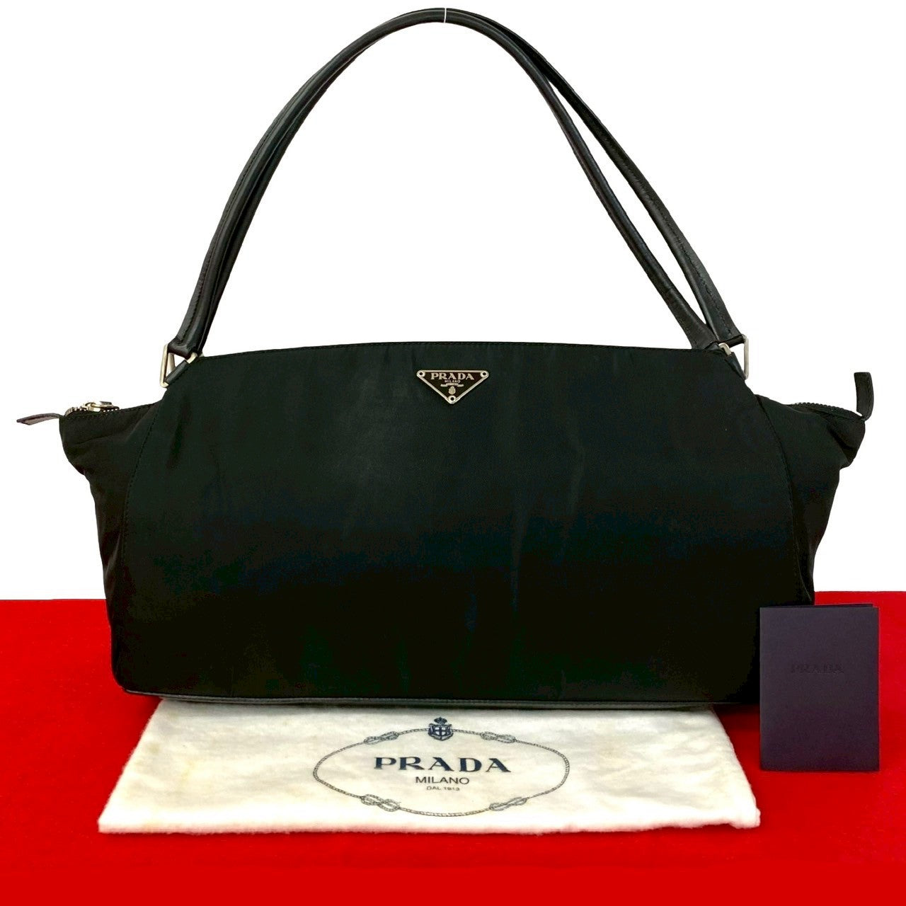 Prada 2Way Bag Leather Nylon Travel Bag Leather 2Way Bag