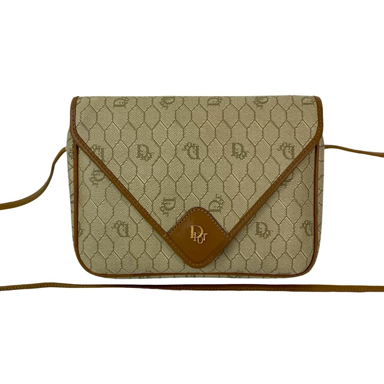 Dior Christian Honeycomb Pattern Pvc Shoulder Bag Leather