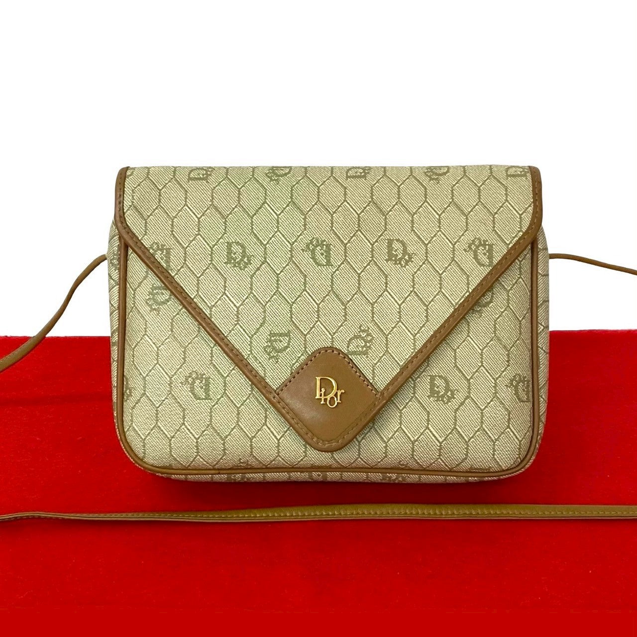 Dior Christian Honeycomb Pattern Pvc Shoulder Bag Leather
