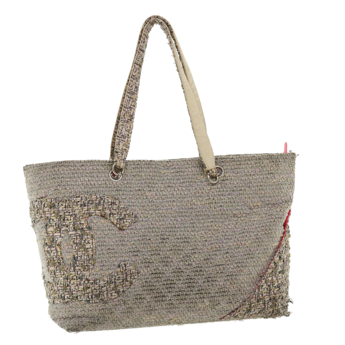 CHANEL Cambon Line Tote Bag Pink Gray CC Auth am3204