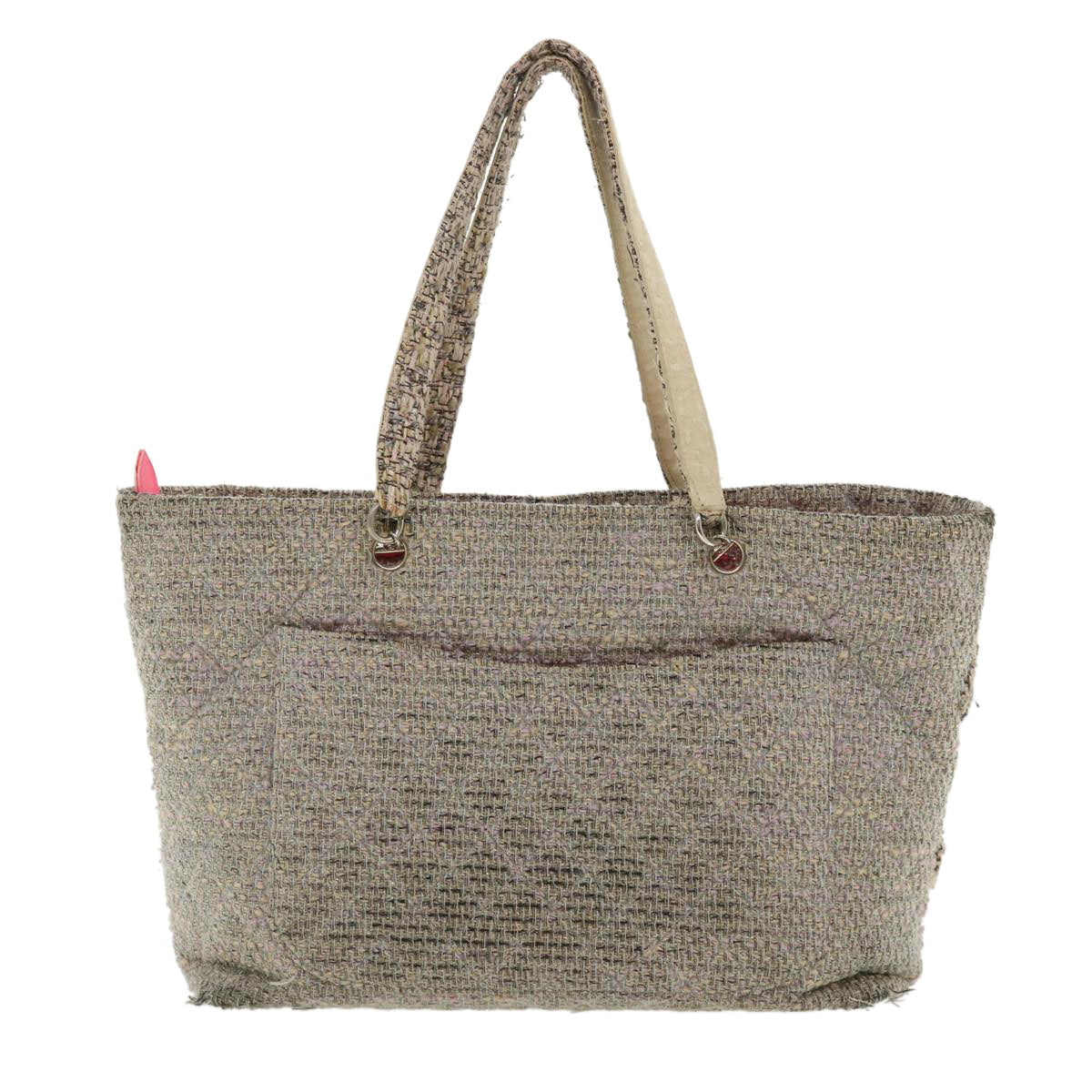 CHANEL Cambon Line Tote Bag Pink Gray CC Auth am3204