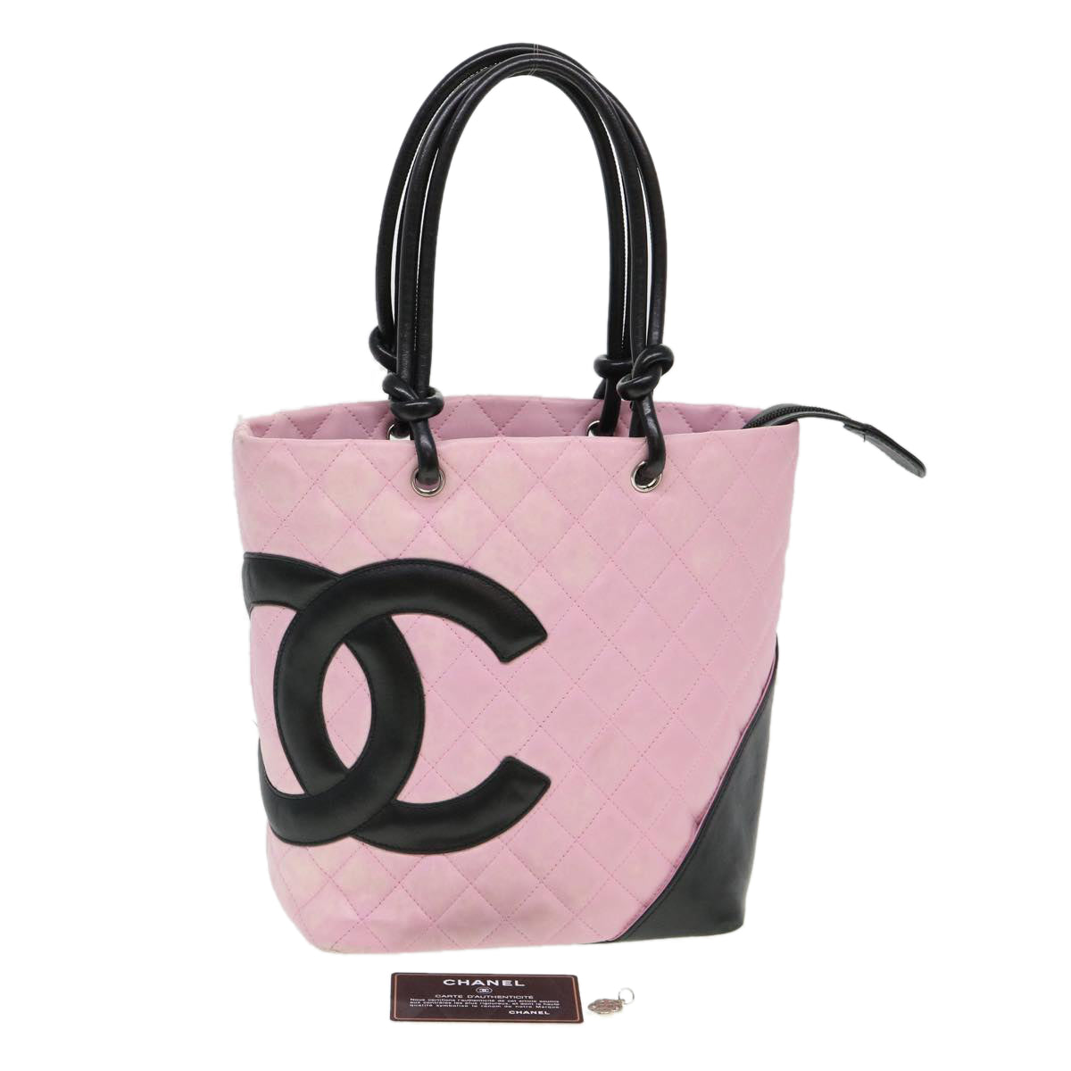 Chanel Cambon Line Shoulder Bag Caviar Skin Pink CC Auth amA