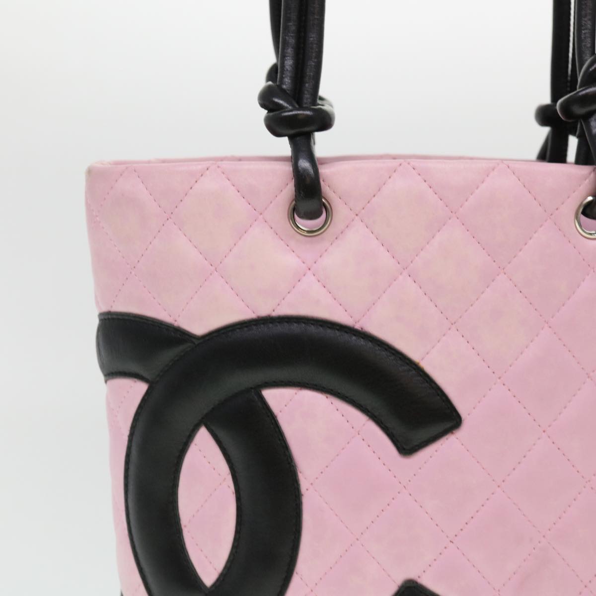 Chanel Cambon Line Shoulder Bag Caviar Skin Pink CC Auth amA
