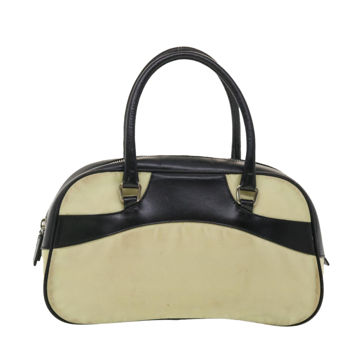 Prada Hand Bag Nylon Black Beige Travel Bag