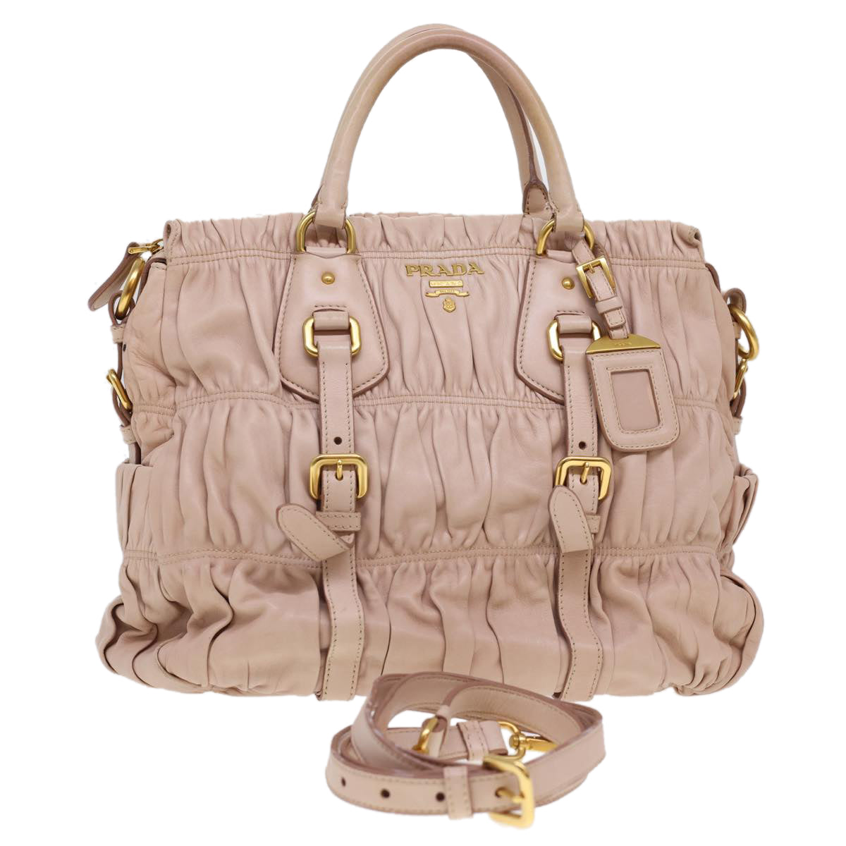 Prada Hand Bag 2Way Leather Pink Travel Bag