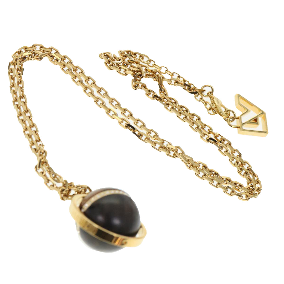 LOUIS VUITTON Pandantif Magnetic Ball Necklace Wood Metal M66856 LV am4211
