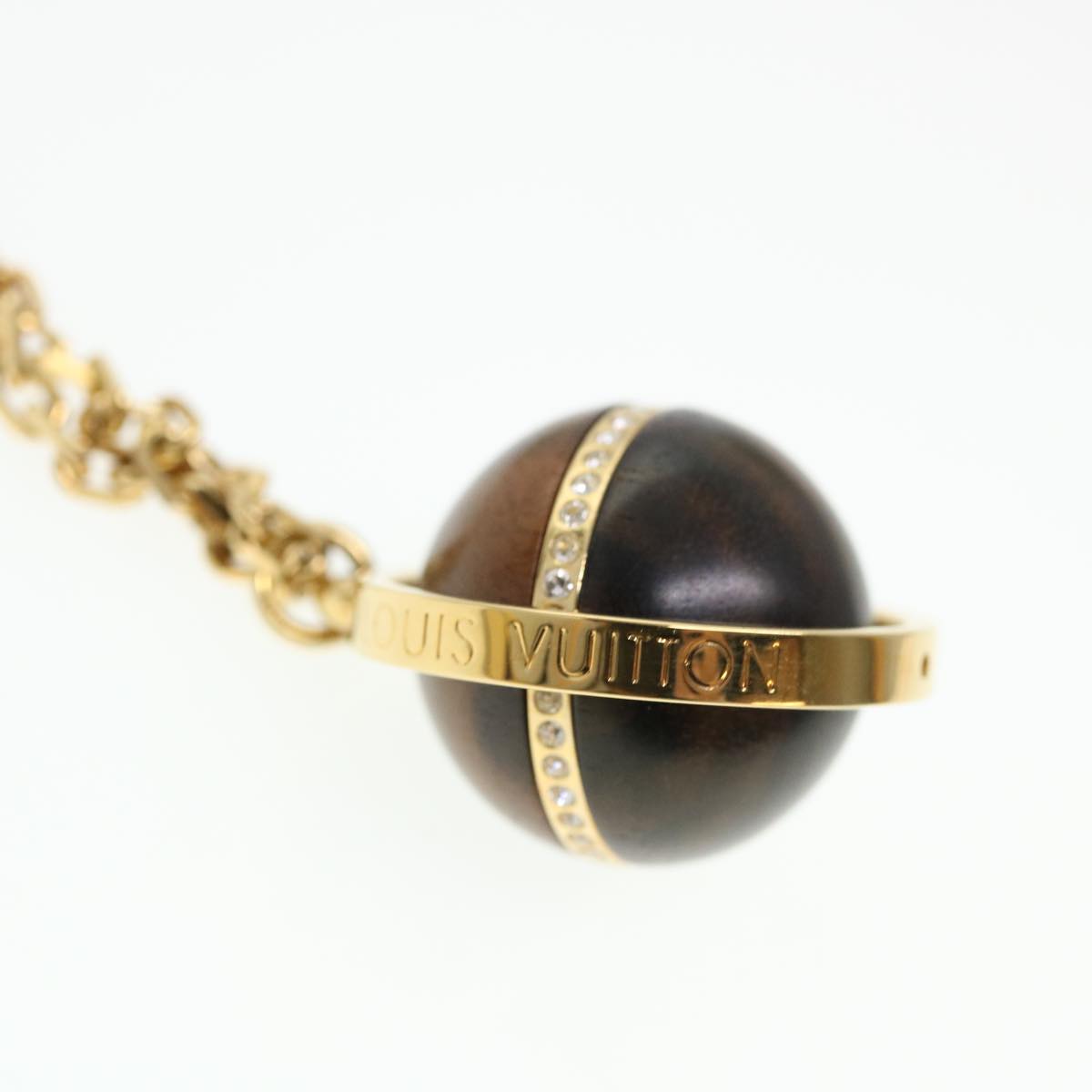 LOUIS VUITTON Pandantif Magnetic Ball Necklace Wood Metal M66856 LV am4211