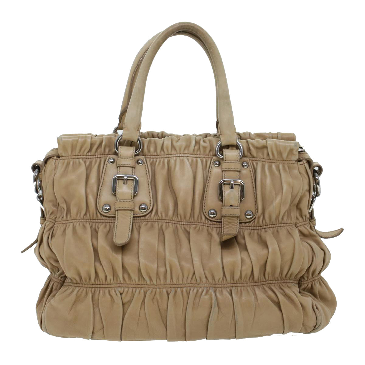 Prada Shoulder Bag 2Way Leather Beige