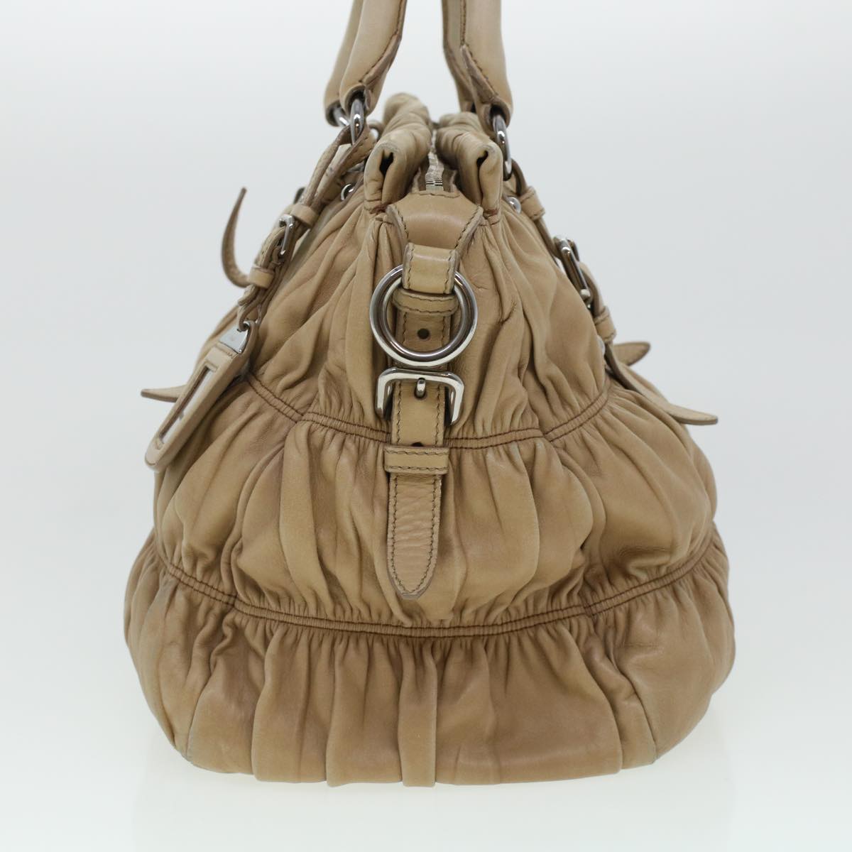Prada Shoulder Bag 2Way Leather Beige