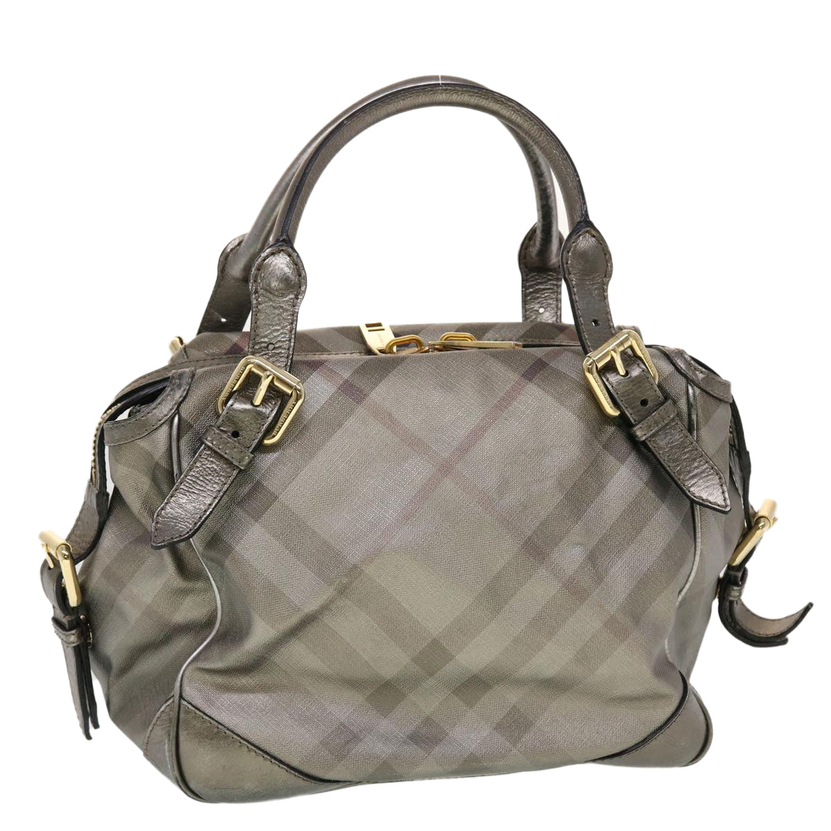 Burberry Luxury Nova Check Shoulder Bag Auth Am4544 Leather Silver