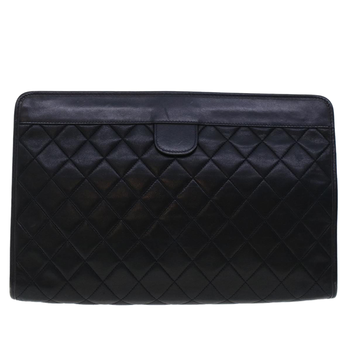 Chanel Clutch Bag Lamb Skin Black CC Auth am