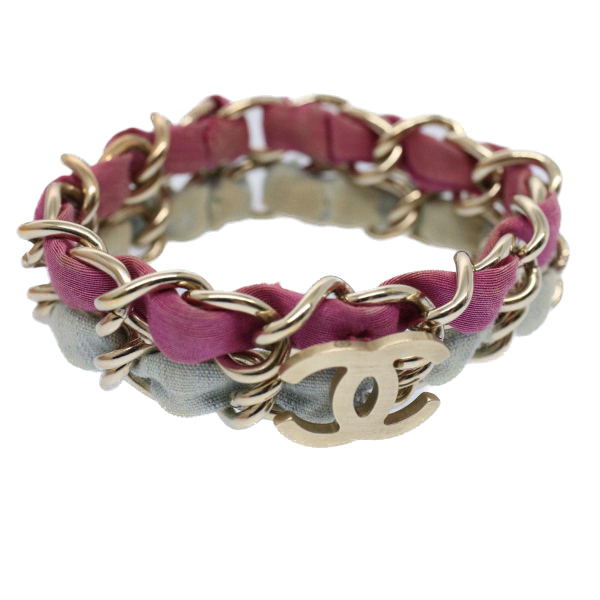Chanel COCO Mark Chain Bracelet metal Blue Purple Silver CC Auth am