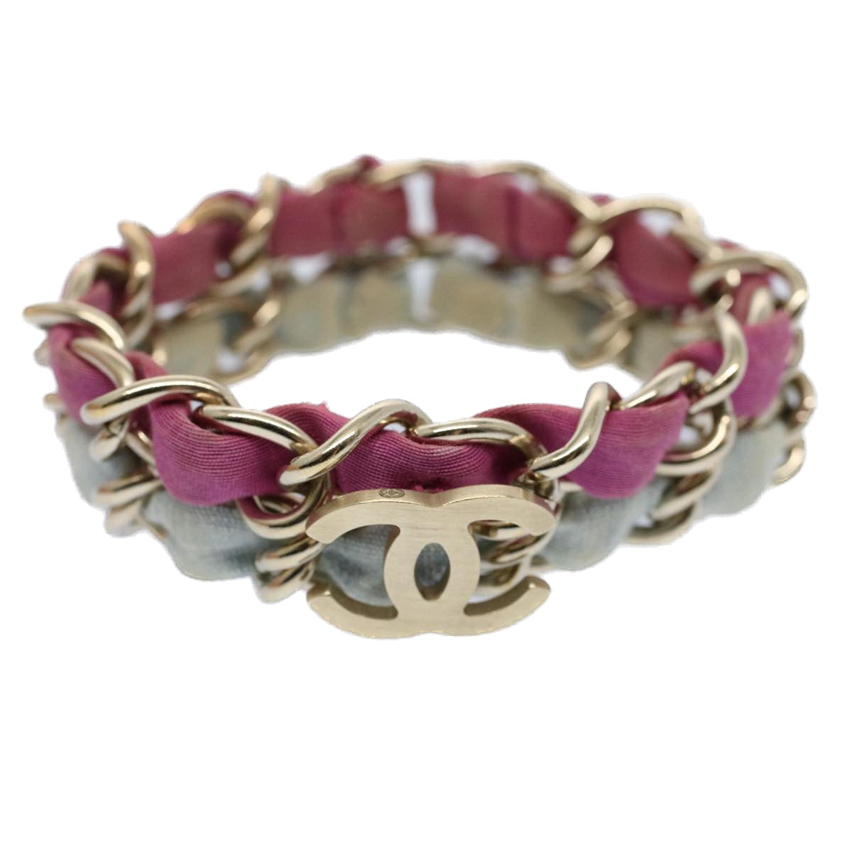 Chanel COCO Mark Chain Bracelet metal Blue Purple Silver CC Auth am