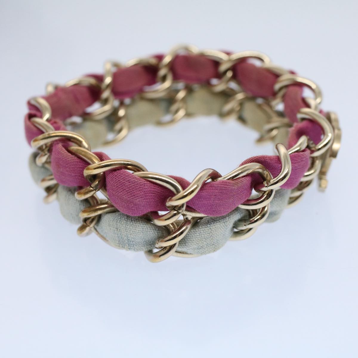 Chanel COCO Mark Chain Bracelet metal Blue Purple Silver CC Auth am