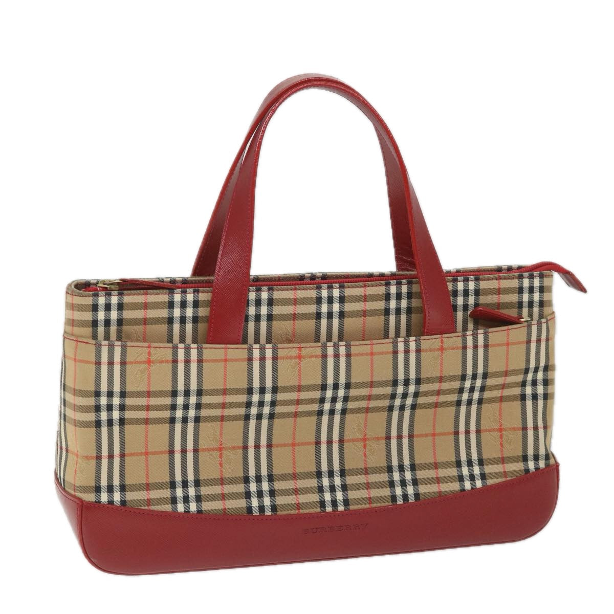 Burberry Luxury Nova Check Hand Bag Auth Am5133 Canvas Nylon Beige Travel Bag