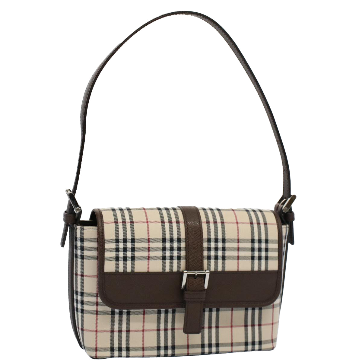 Burberry Luxury Nova Check Shoulder Bag Auth Am5185 Canvas Nylon Beige