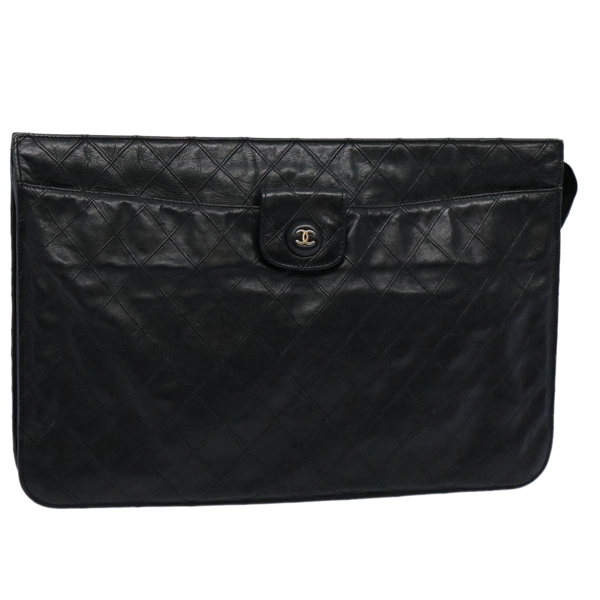 Chanel Bicolole Briefcase Lamb Skin Black CC Auth am