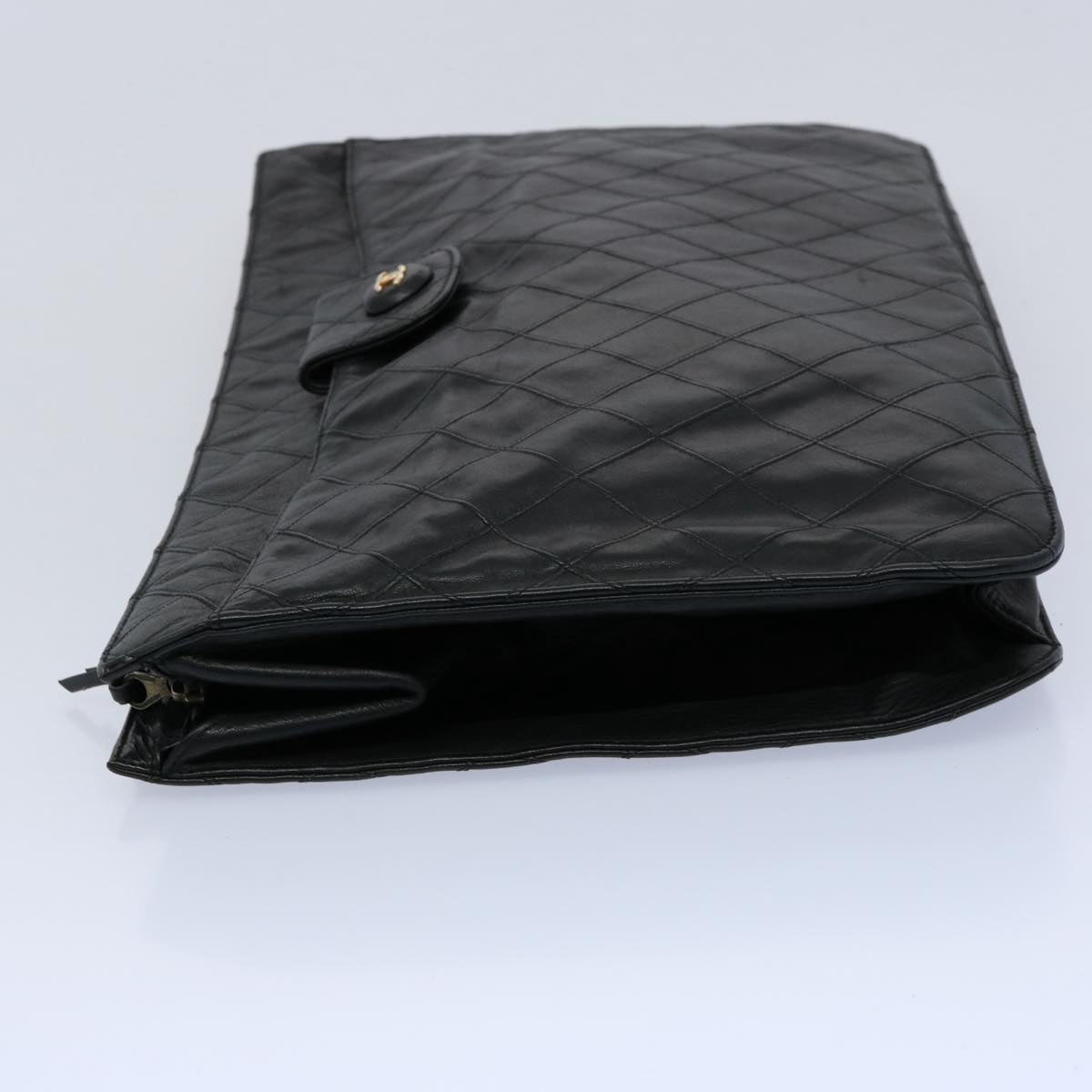 Chanel Bicolole Briefcase Lamb Skin Black CC Auth am