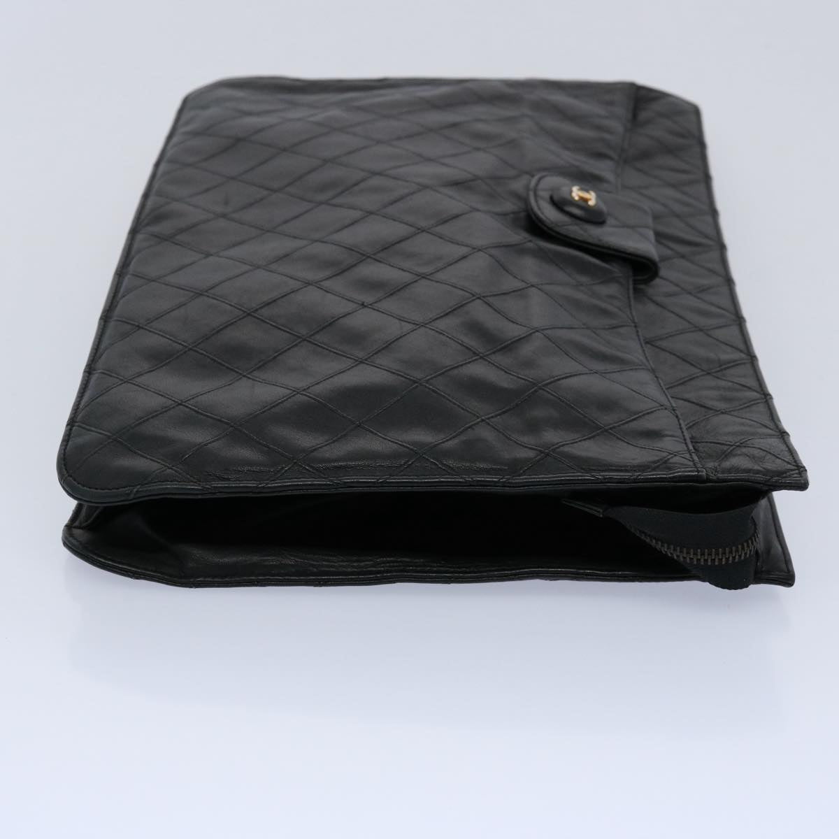 Chanel Bicolole Briefcase Lamb Skin Black CC Auth am