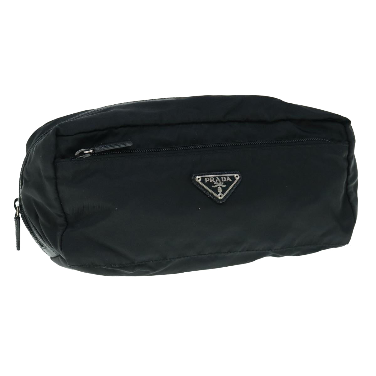 Prada Clutch Bag Auth Nylon Black