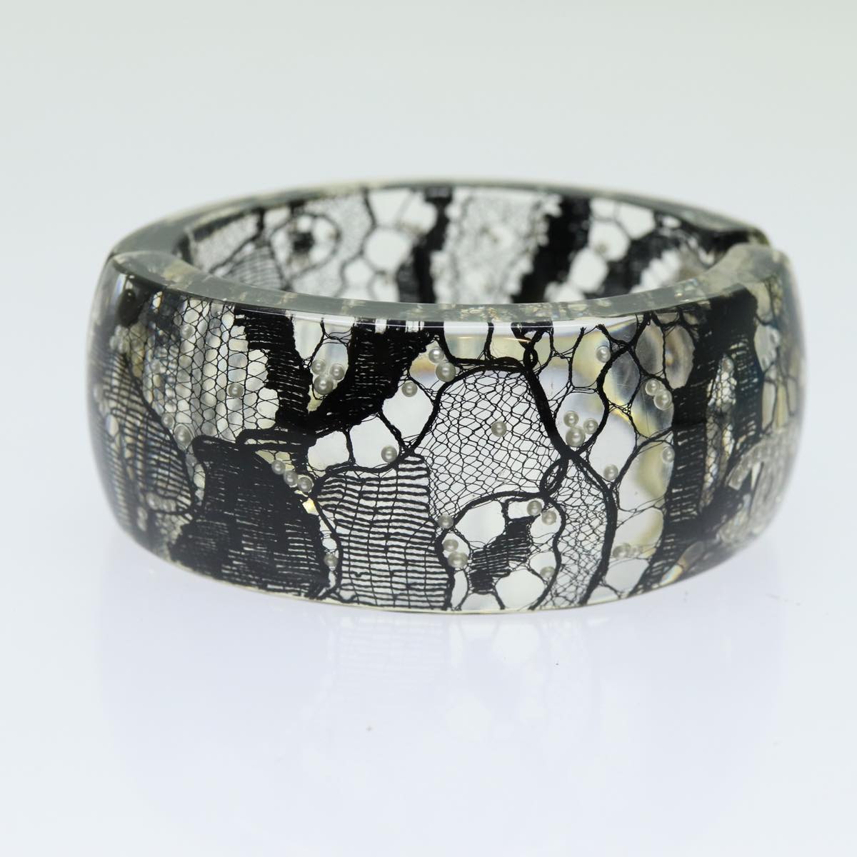 Chanel COCO Mark Bracelet Black CC Auth am