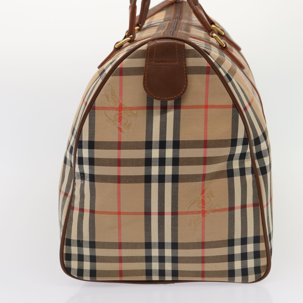 Burberry Luxury ss Nova Check Boston Bag Auth Am6446 Canvas Beige Travel Bag