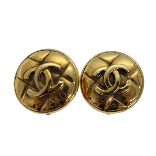 Chanel Coco Mark Earring Metal Gold Cc Auth Am6613
