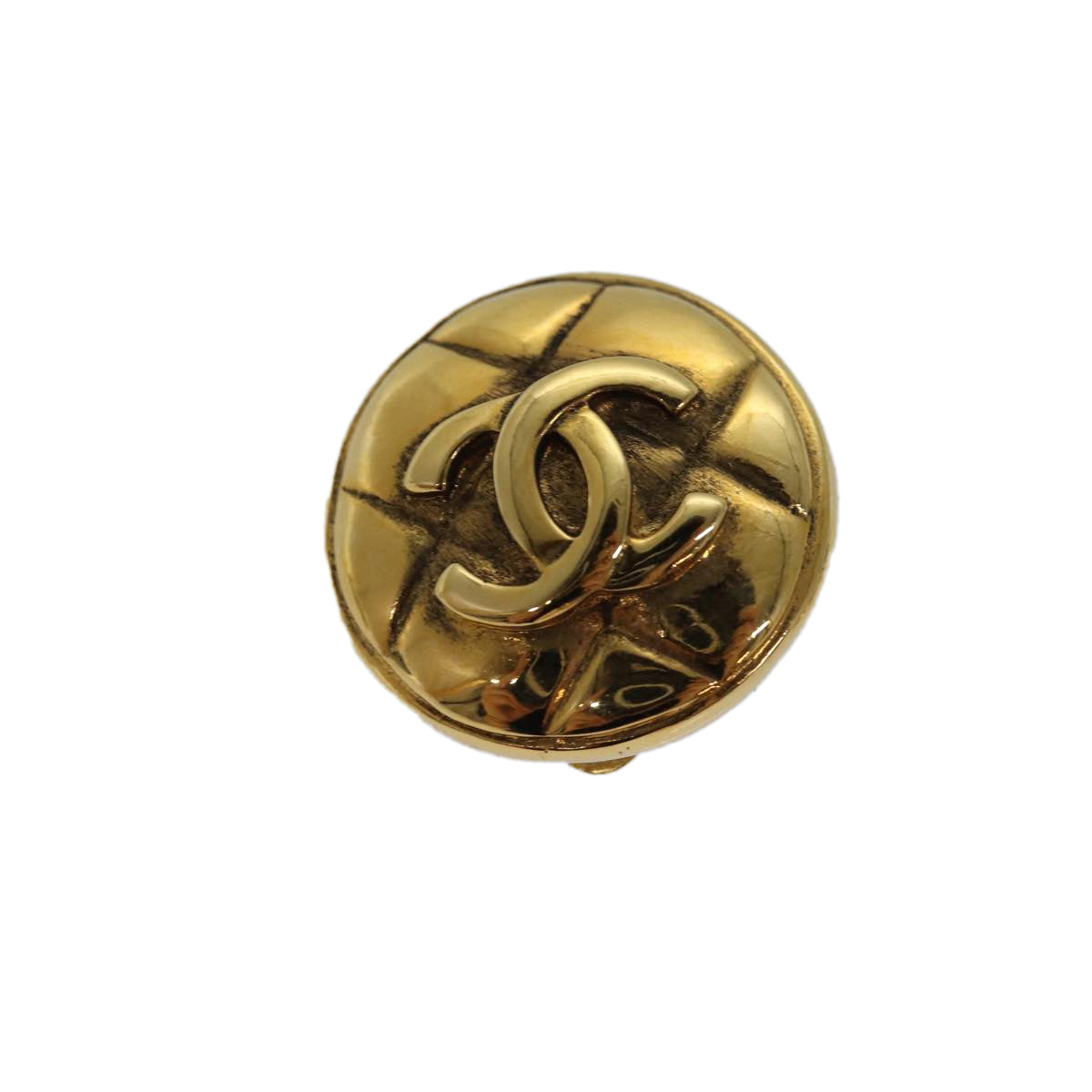 Chanel Coco Mark Earring Metal Gold Cc Auth Am6613