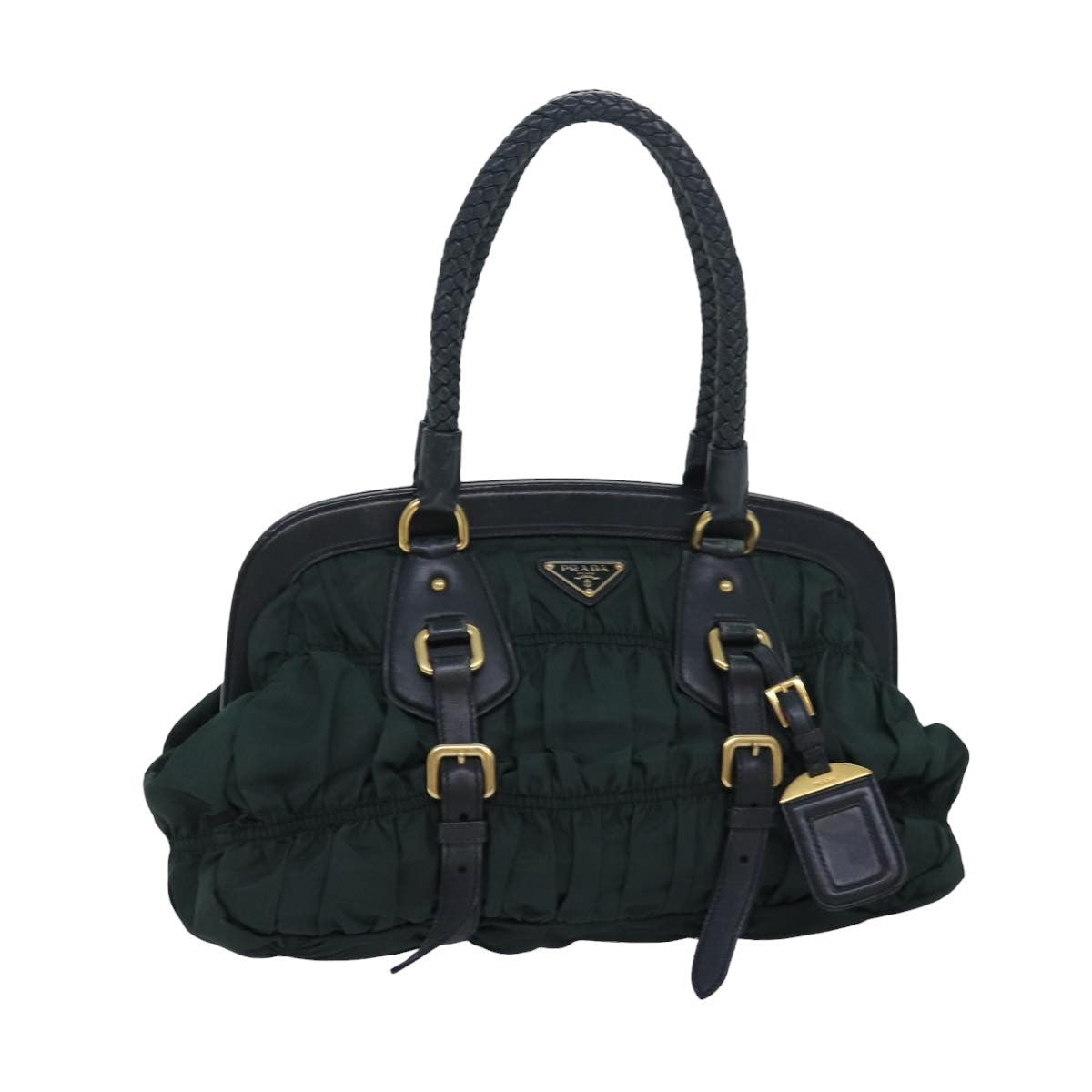 Prada Hand Bag Auth Nylon Green Travel Bag