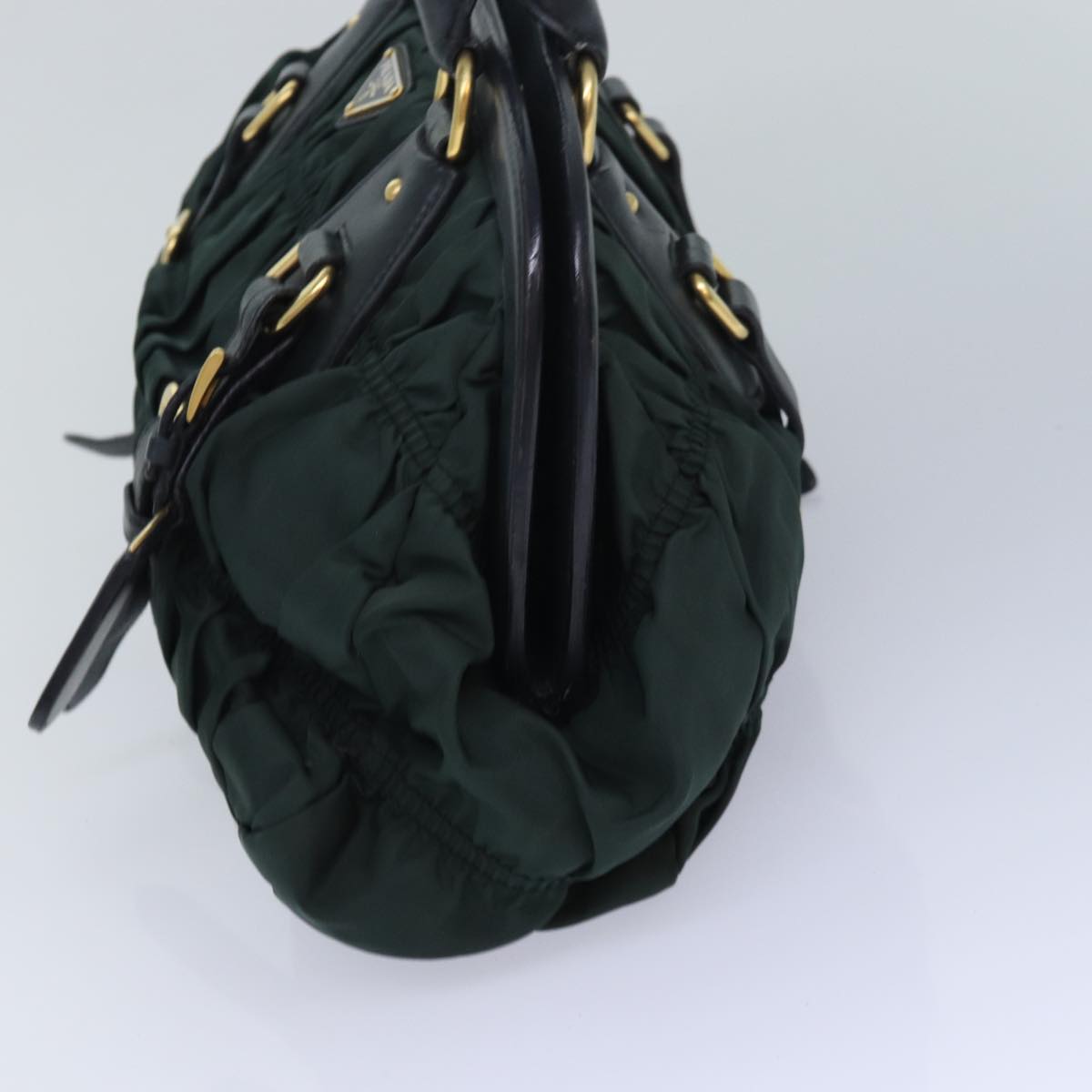 Prada Hand Bag Auth Nylon Green Travel Bag