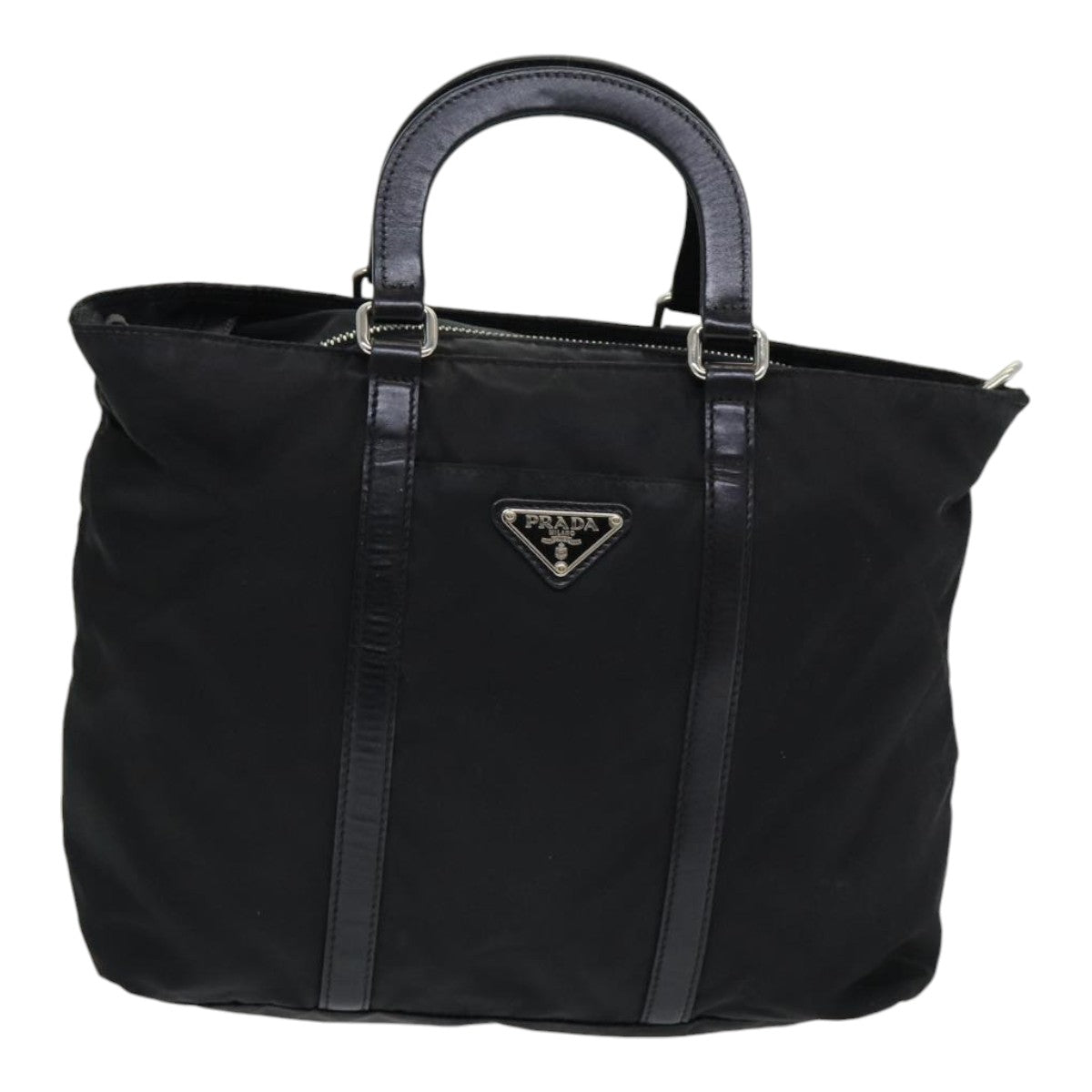 Prada Hand Bag Auth Nylon Black Travel Bag Black Auth Am6693