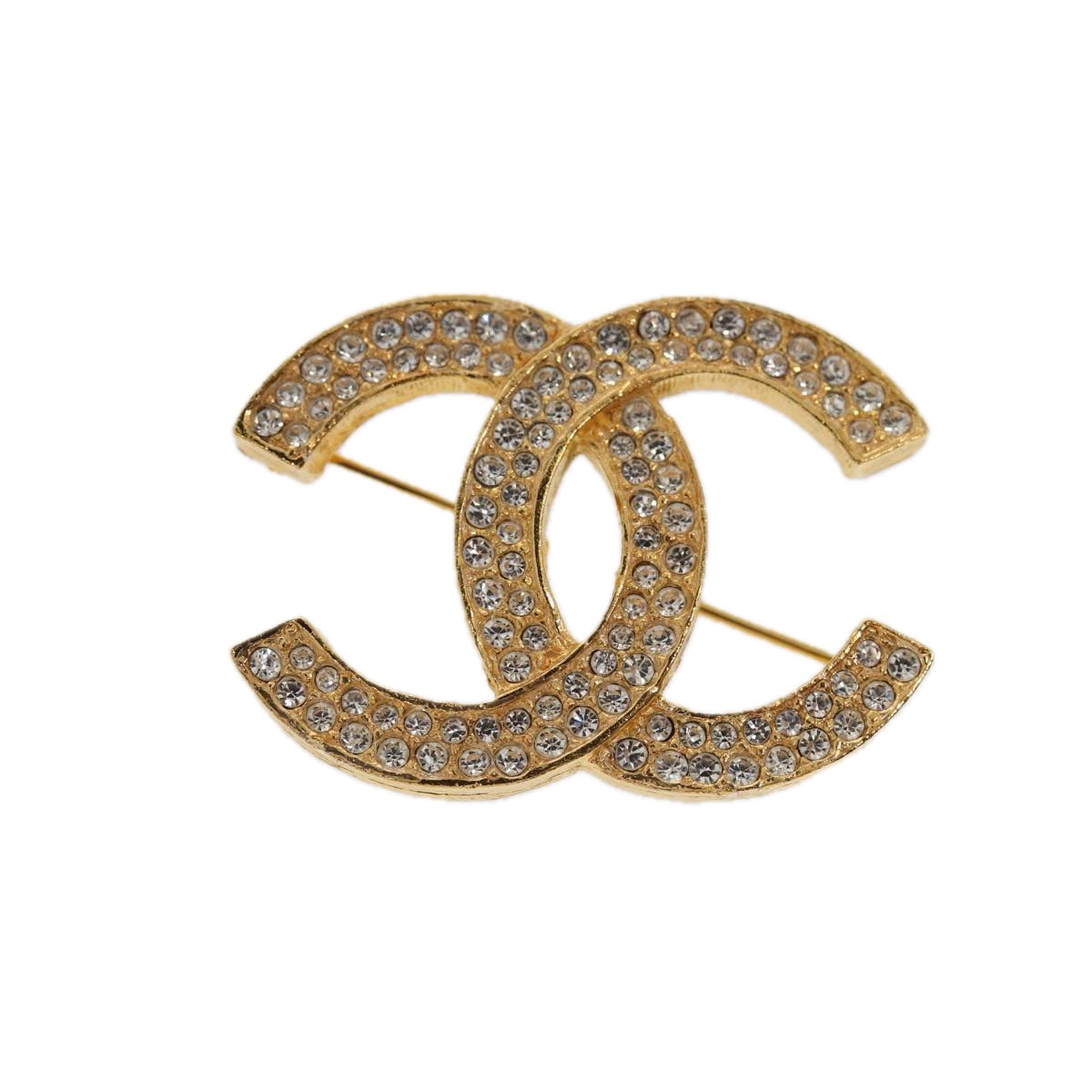 Chanel COCO Mark Brooch metal Gold CC Auth am