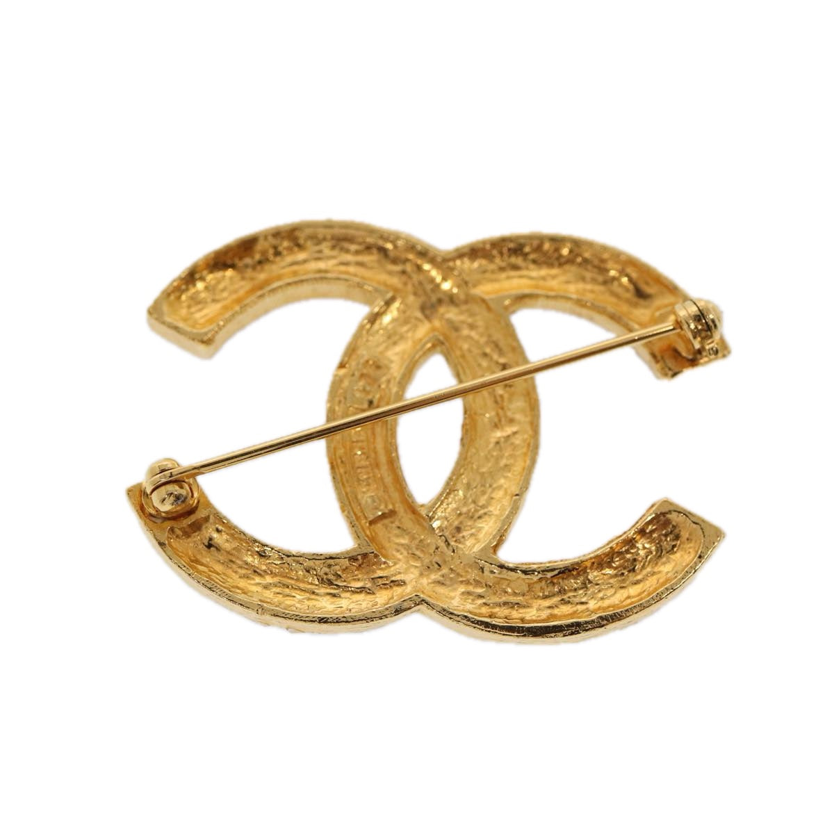 Chanel COCO Mark Brooch metal Gold CC Auth am