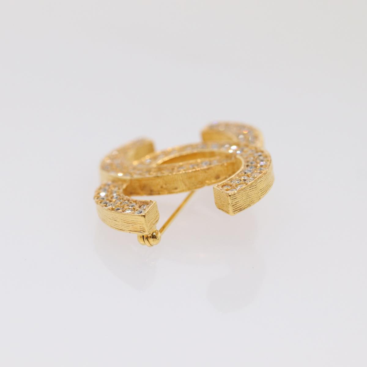 Chanel COCO Mark Brooch metal Gold CC Auth am