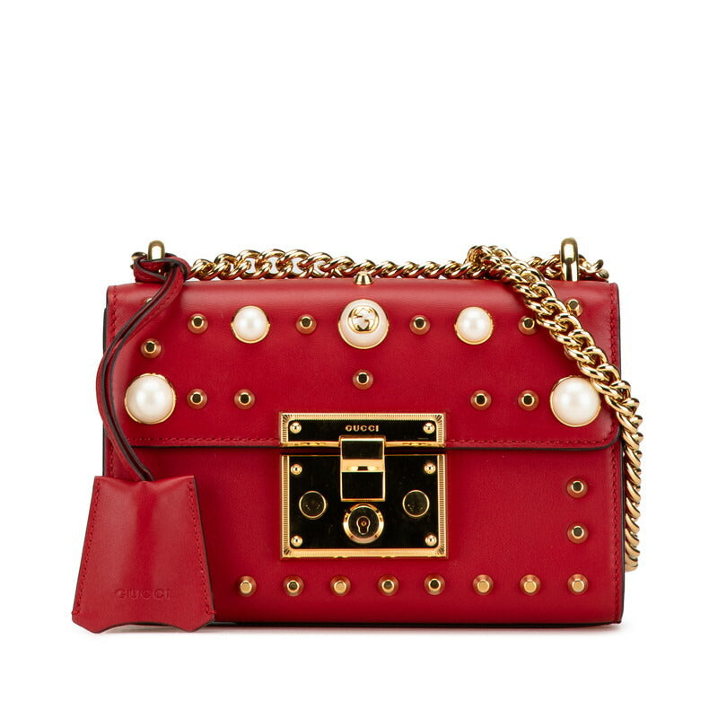 Gucci Padlock Studs Shoulder Bag Leather