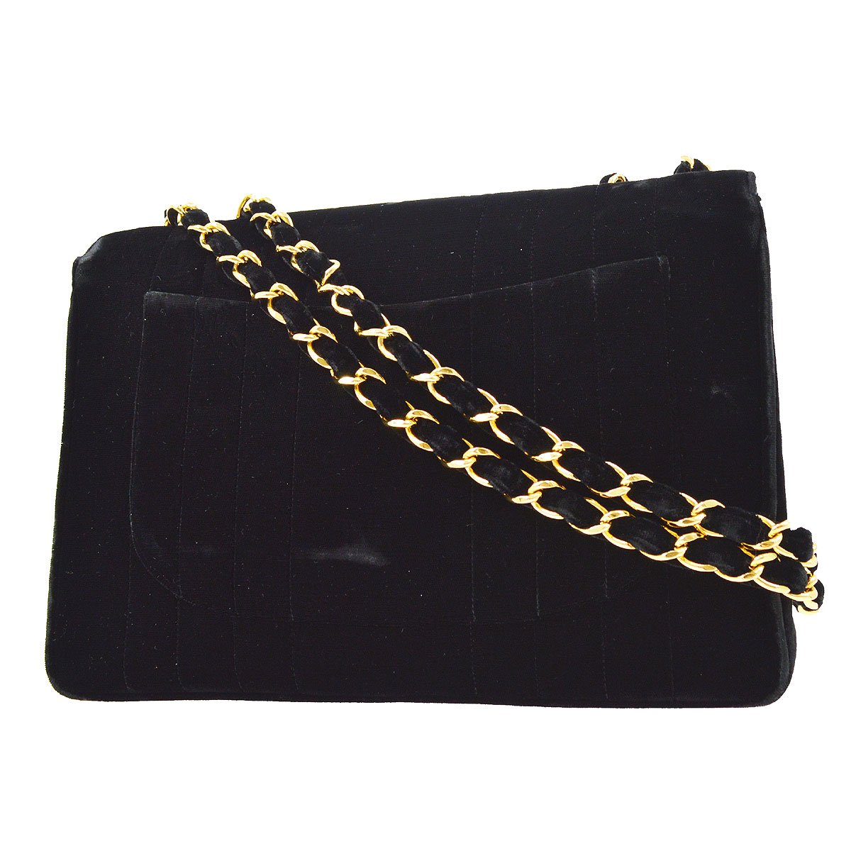 CHANEL? 1994-1996 Black Velvet Vertical Classic Flap Jumbo ao28029