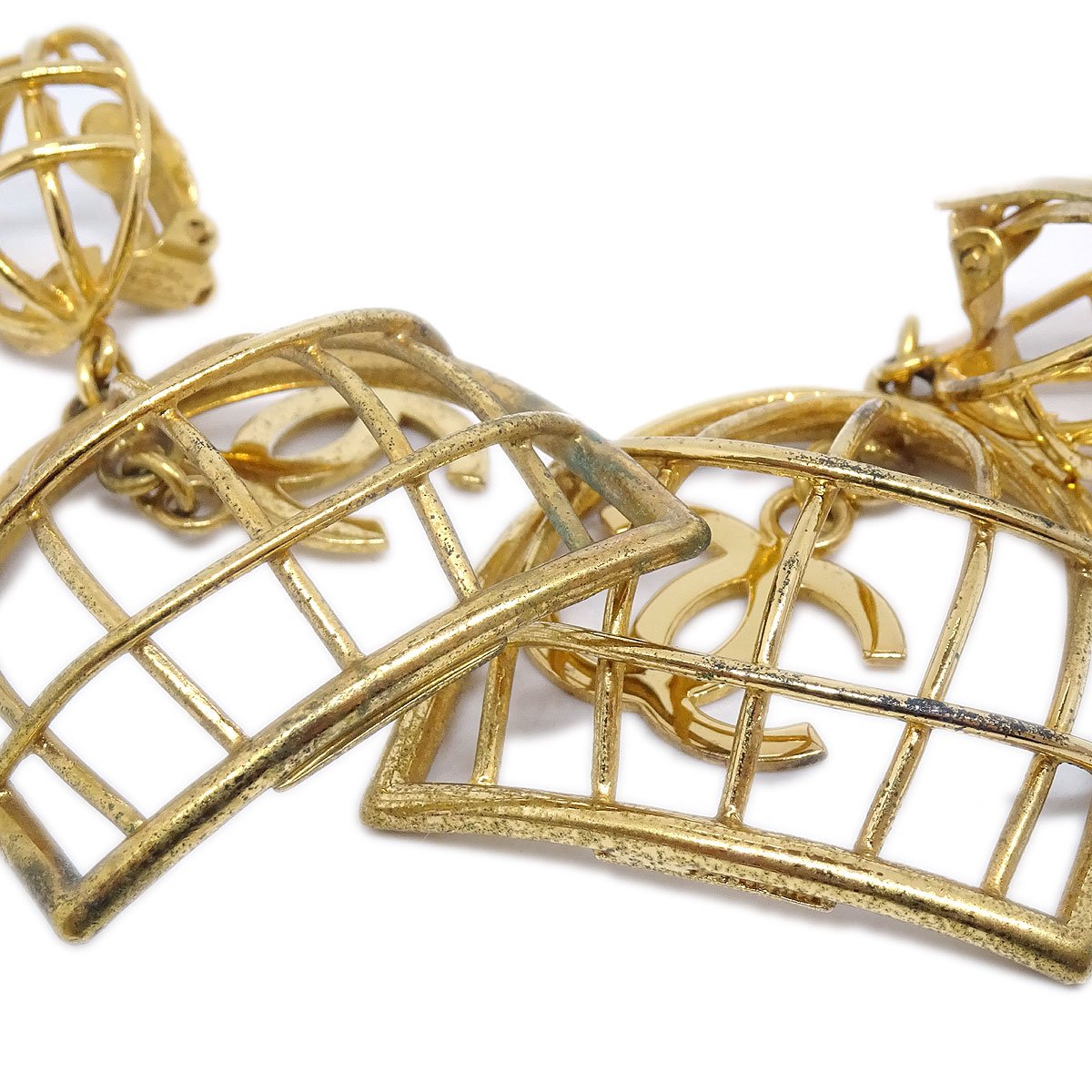 Chanel Birdcage Earrings Gold Clip on AO34148
