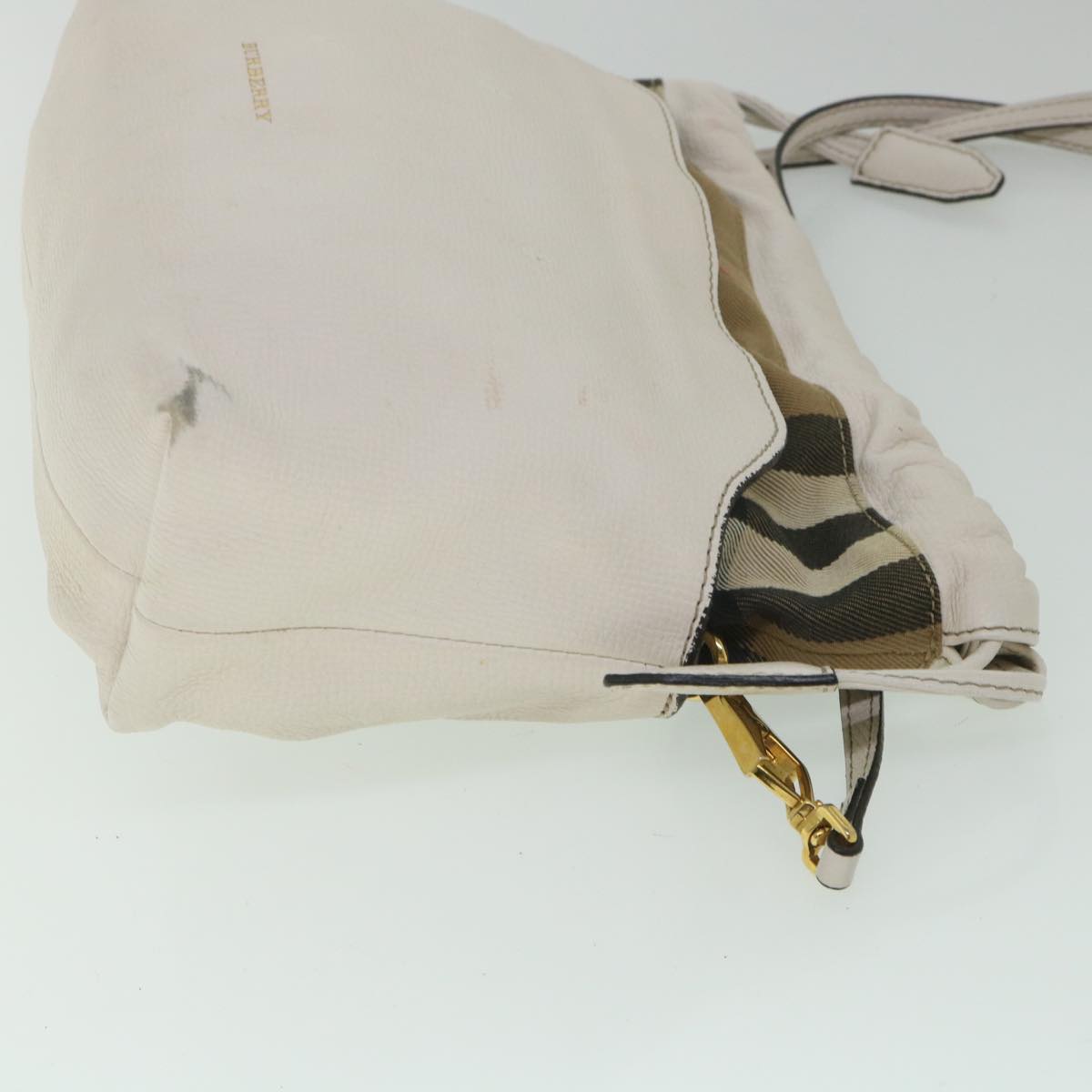 Burberry Luxury Nova Check Shoulder Bag Auth Ar10452 Leather Beige