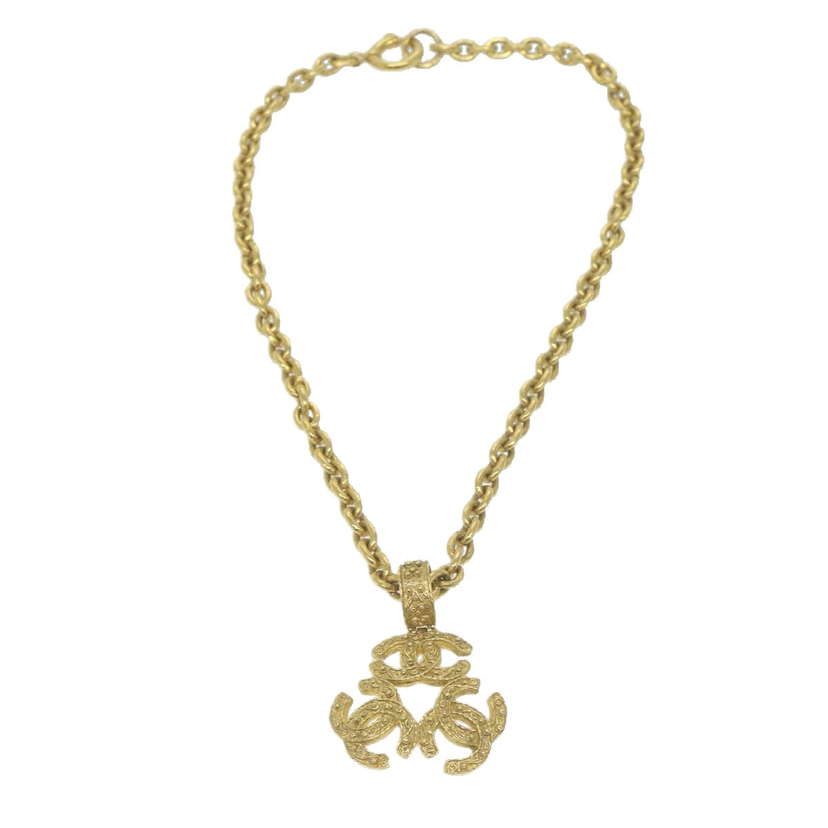Chanel COCO Mark Chain Necklace Gold CC Auth ar