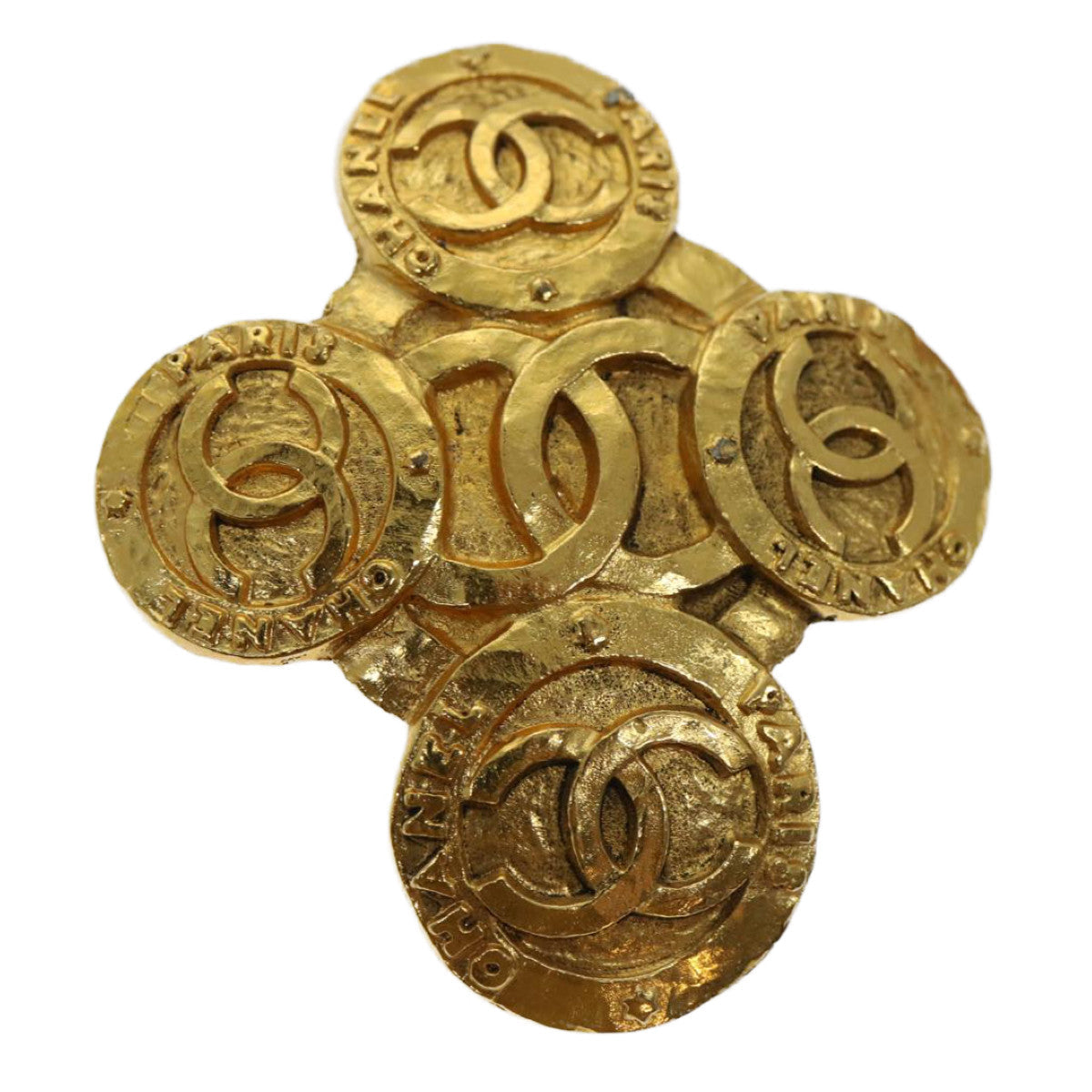 Chanel COCO Mark Brooch metal Gold CC Auth arB