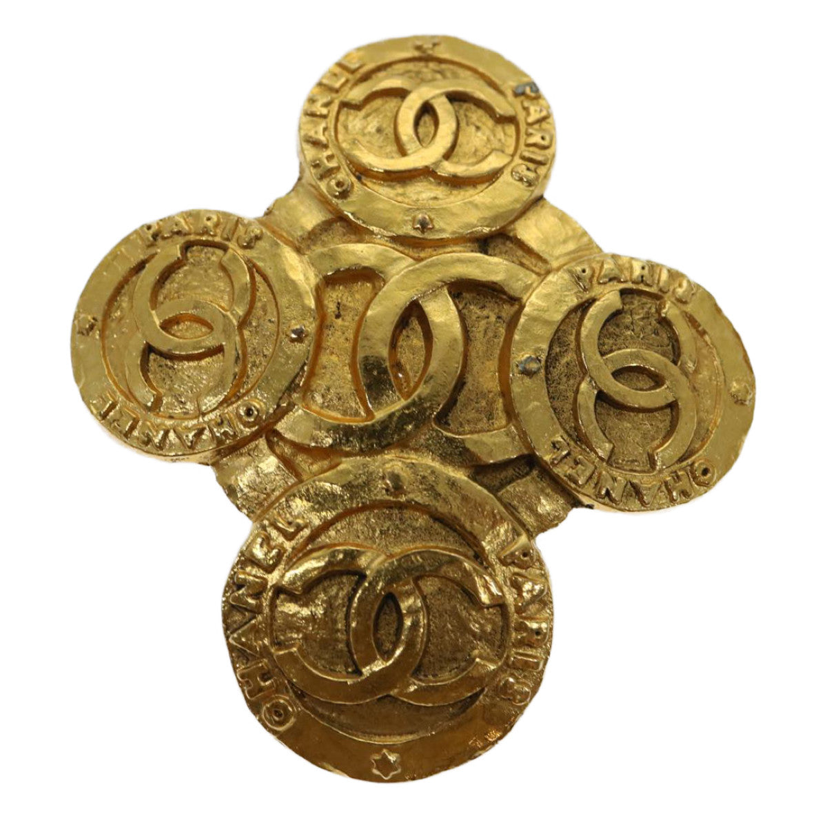 Chanel COCO Mark Brooch metal Gold CC Auth arB