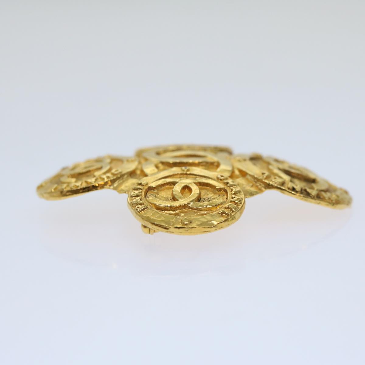 Chanel COCO Mark Brooch metal Gold CC Auth arB