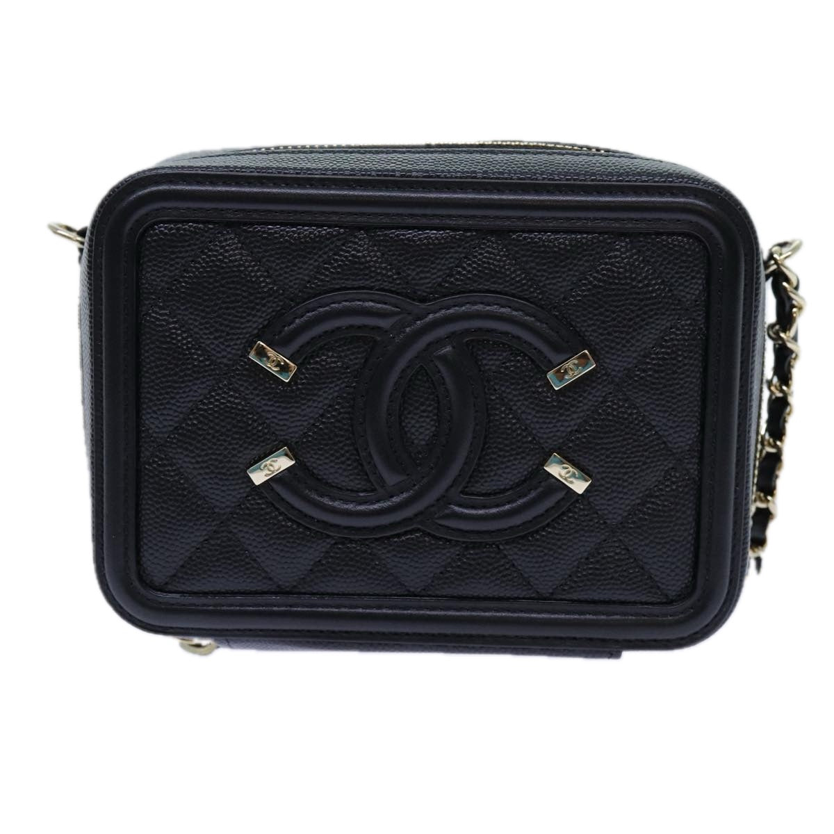 Chanel Chain CC Figly Mini Bag Caviar Skin Black A CC Auth arA