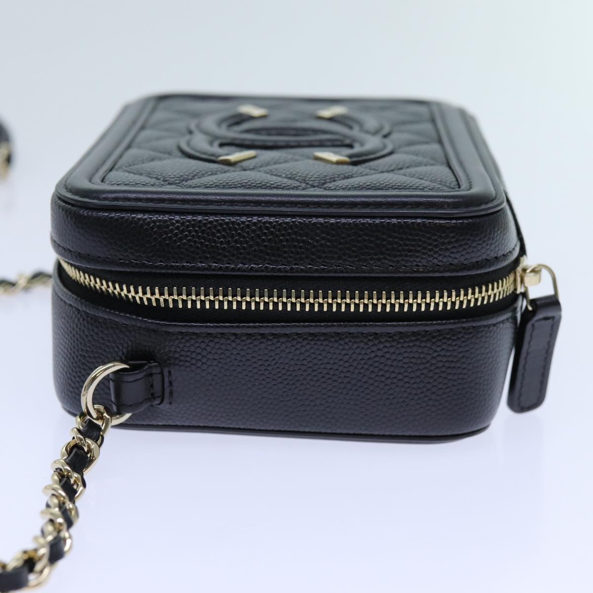 Chanel Chain CC Figly Mini Bag Caviar Skin Black A CC Auth arA