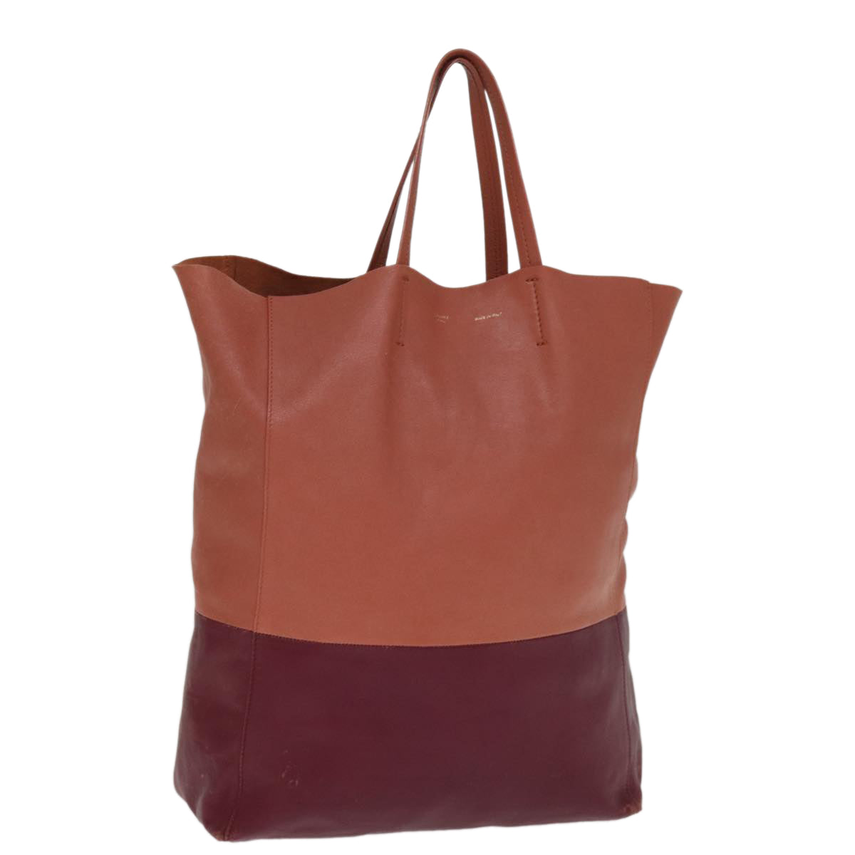 Luxury Horizontal Cabas Tote Bag Bordeaux Orange Leather
