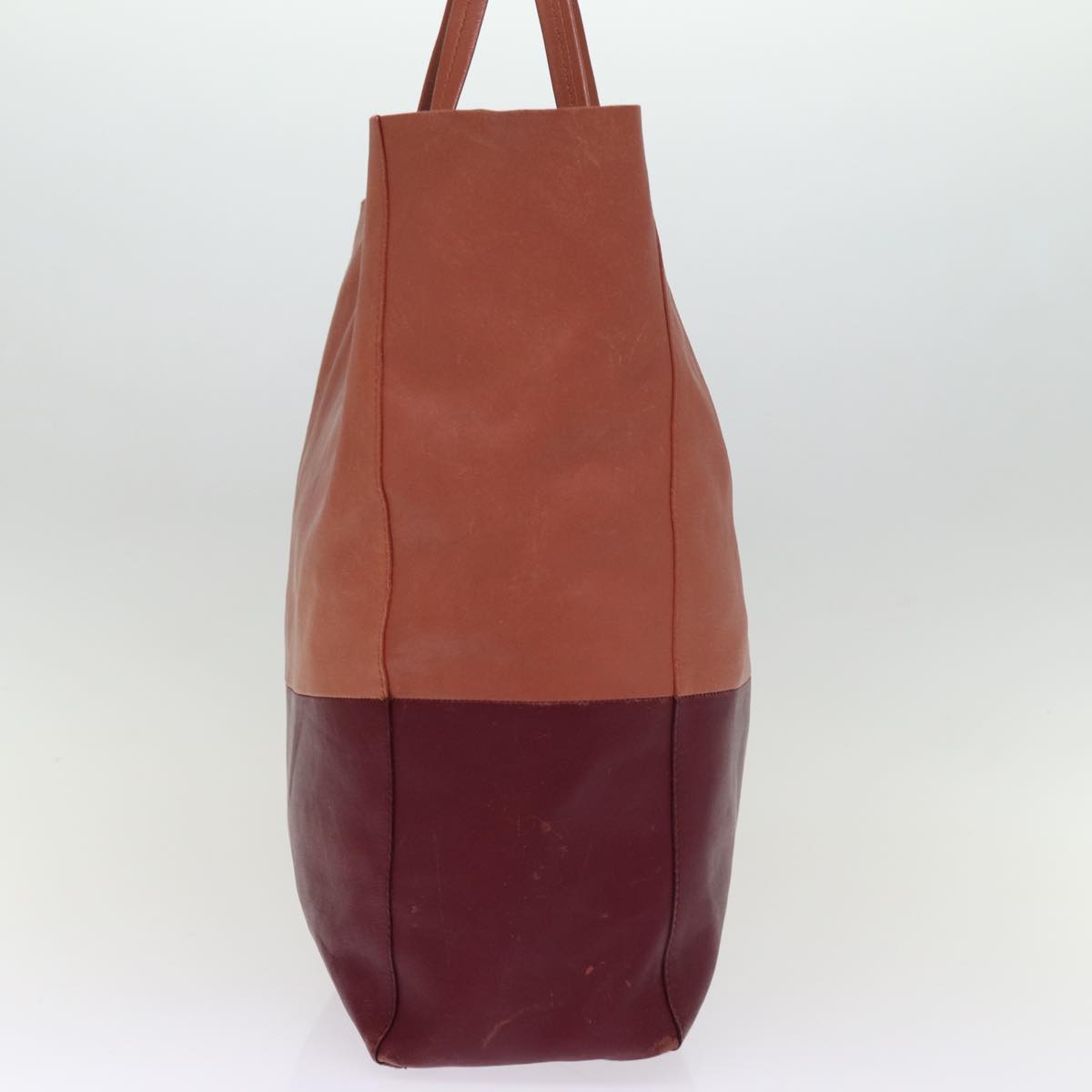 Luxury Horizontal Cabas Tote Bag Bordeaux Orange Leather