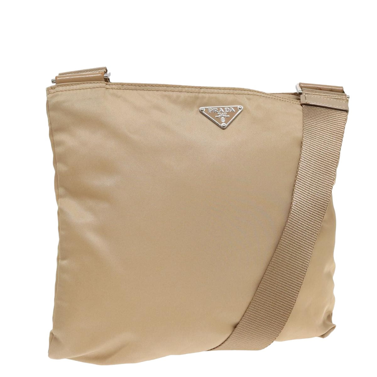Prada Shoulder Bag Auth Nylon Beige Beige Auth Ar12032