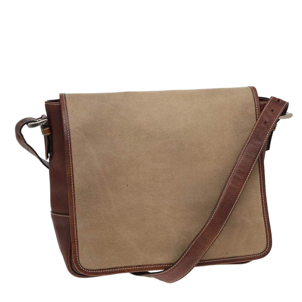 Prada Shoulder Bag Auth Canvas Brown Brown Auth Ar12034