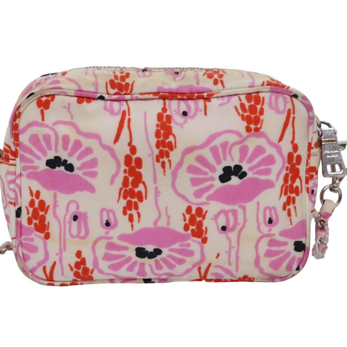 Prada Ribbon Shoulder Bag Auth Nylon Pink Chain